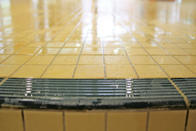 Swimming pool tiles-slip resistant