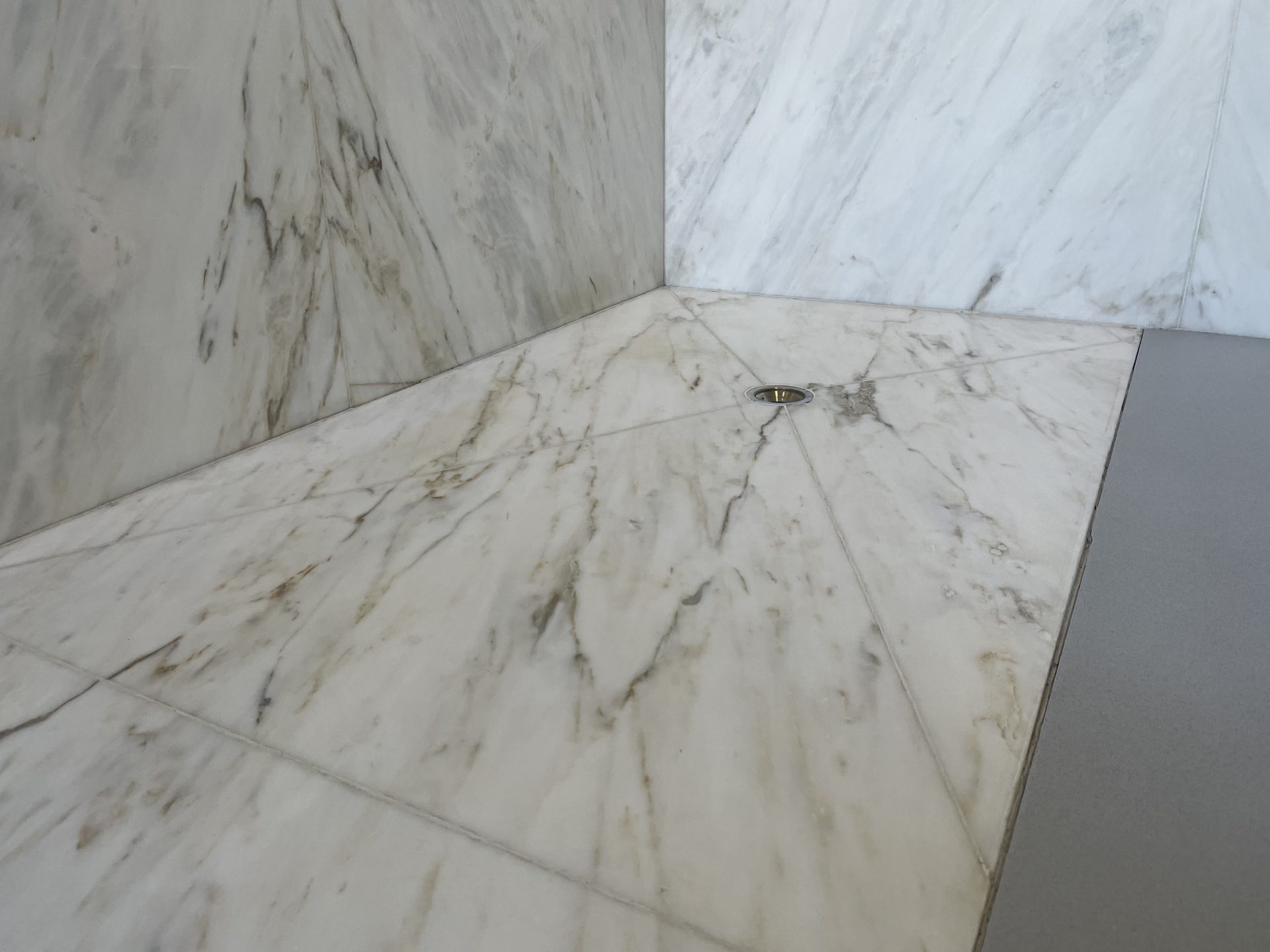 slip-resistant marble shower